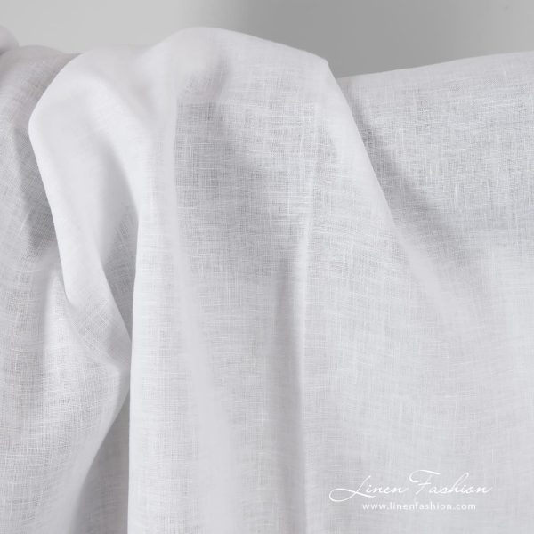 Dense linen fabric in optical white color