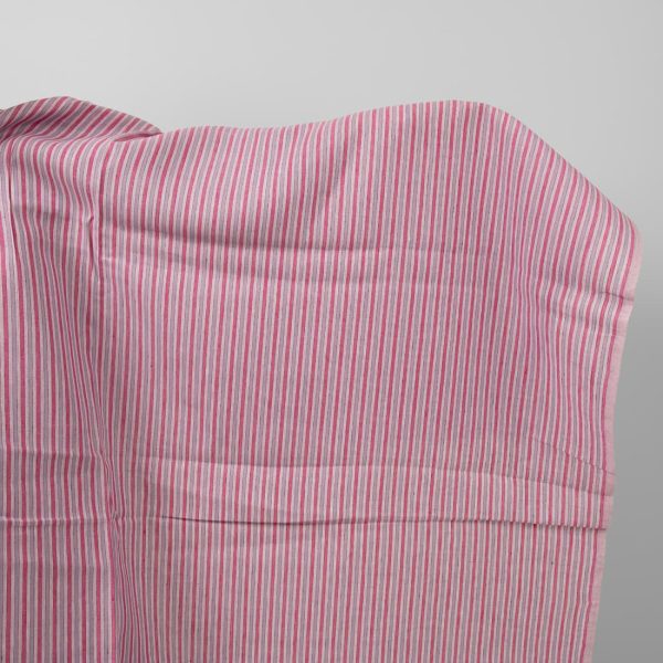 Linen fabric with pink stripes
