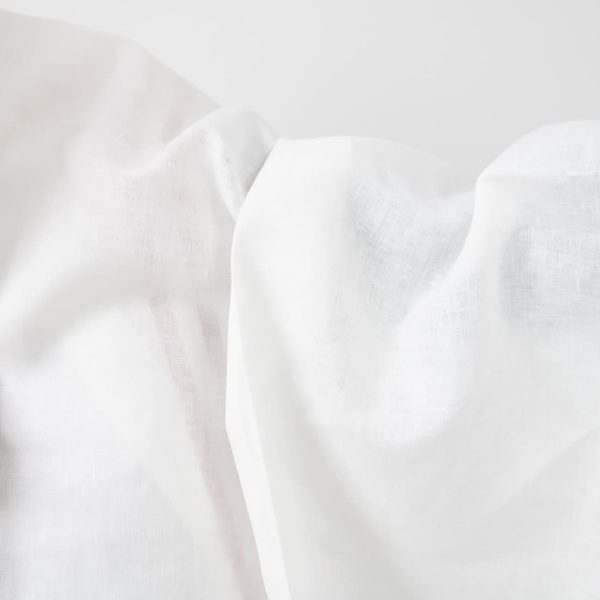 White linen fabric with red lines texture