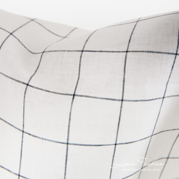 Checked off white linen fabric.