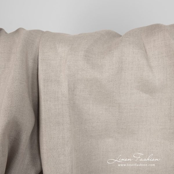 Linen fabric natural colour twill weave pattern 150cm