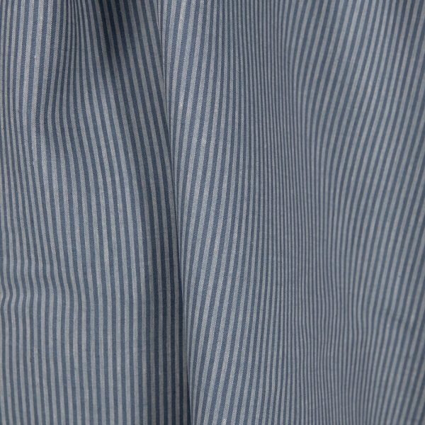 Linen fabric with blue stripes close up detail