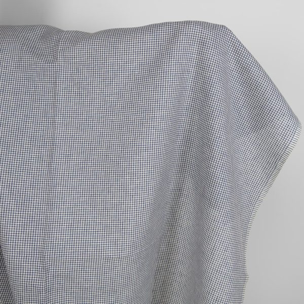 Linen fabric blue and brown checks