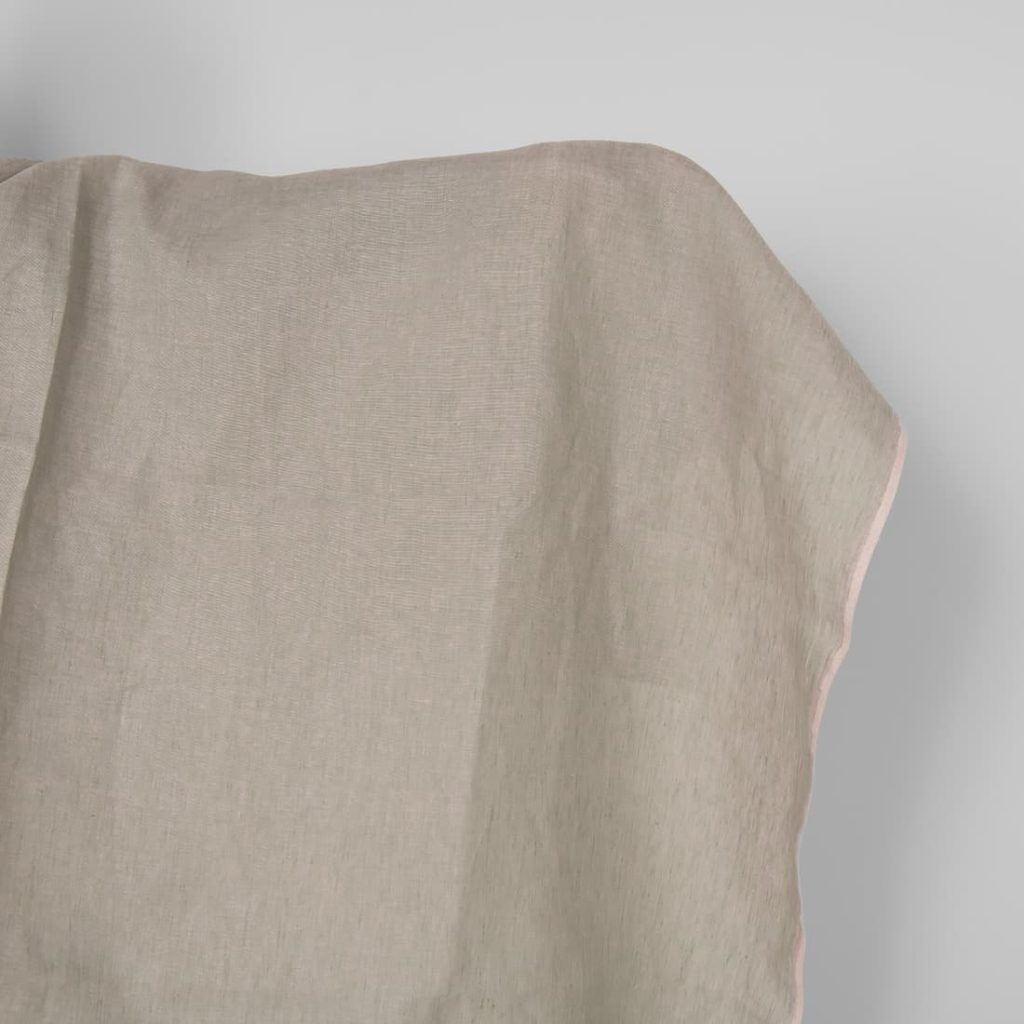 Linen fabric green lilac melange