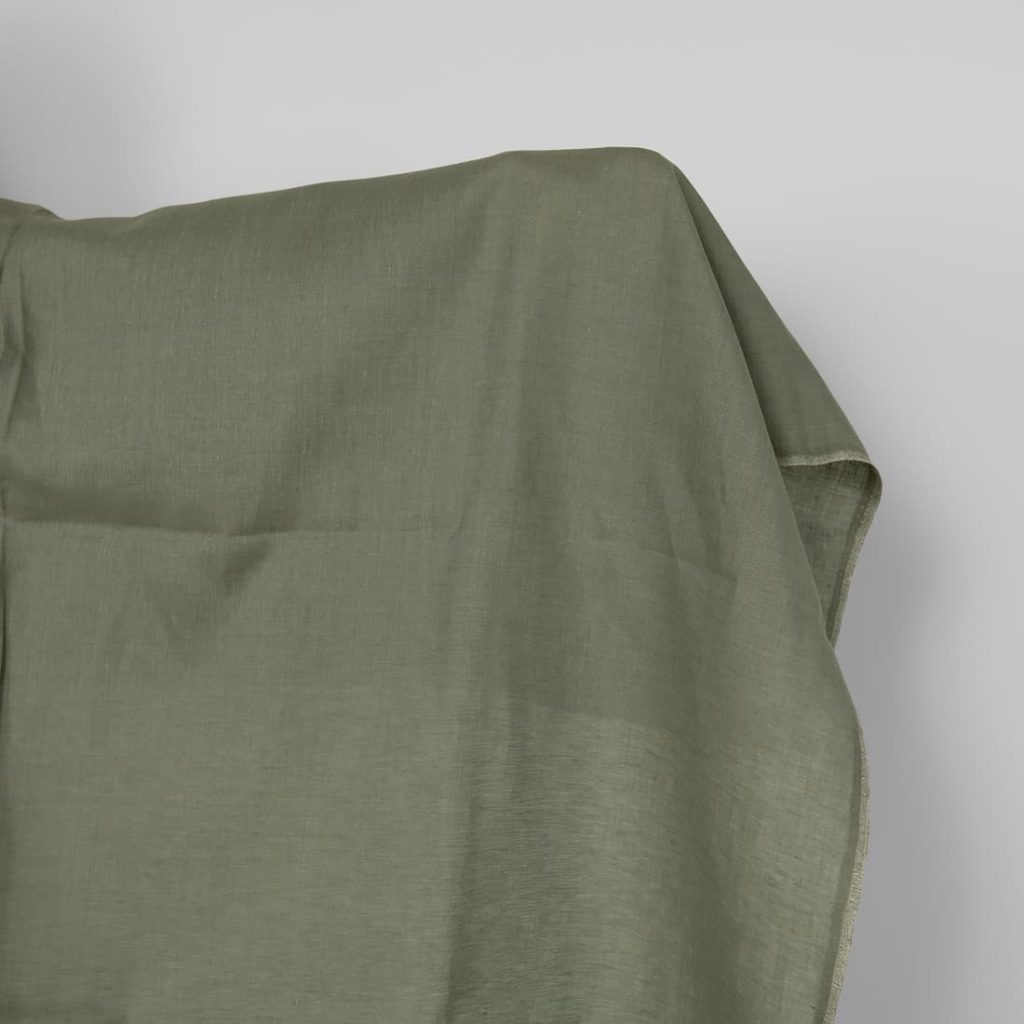 Linen fabric grey green melange