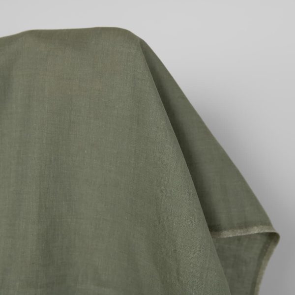Linen fabric grey green melange, 100% linen