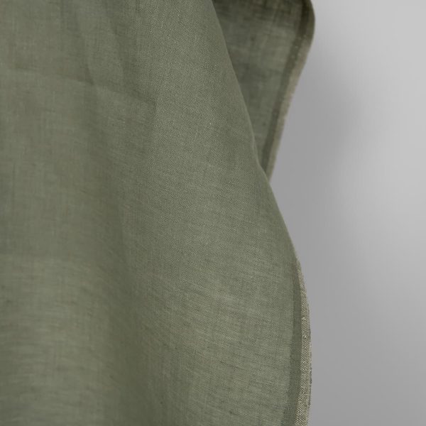 Linen fabric grey green melange, fabric edge