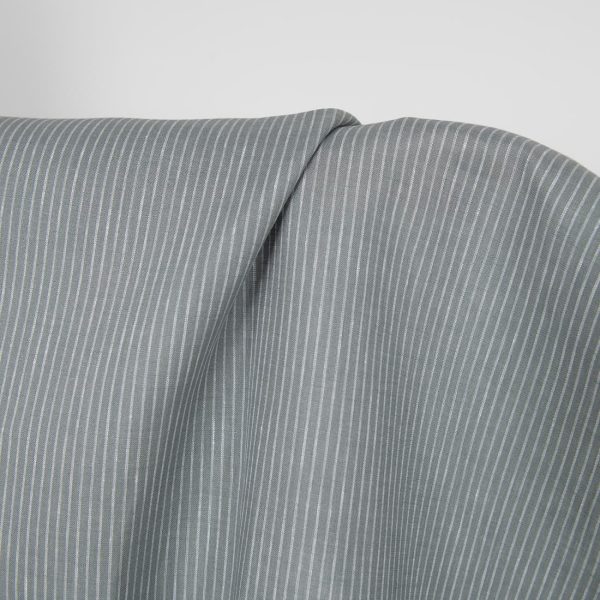 Linen fabric grey white stripes, medium weight