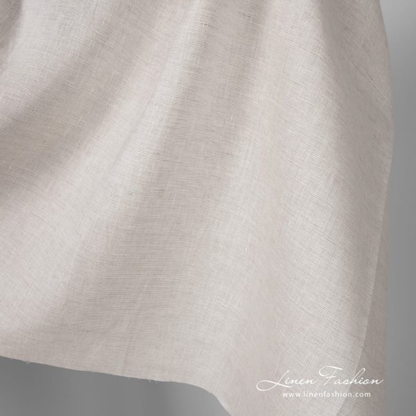 Pure linen fabric in natural grey and white colour