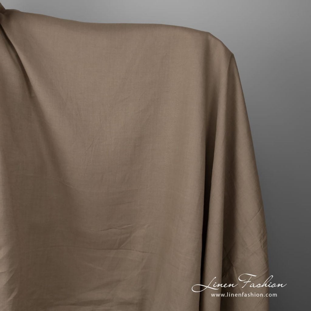 Wide linen fabric greyish brown colour