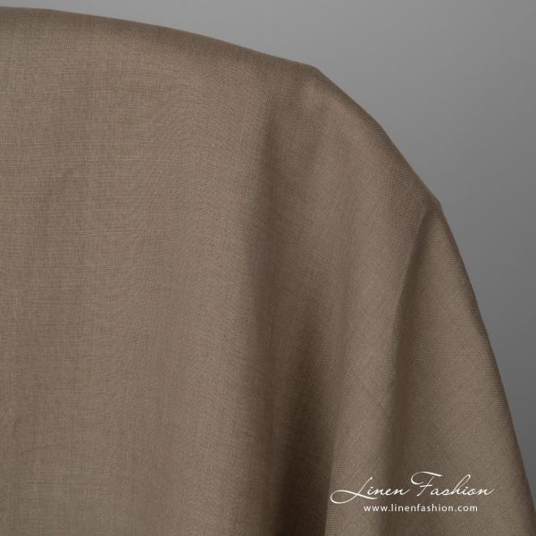 Wide linen fabric greyish brown colour product photo