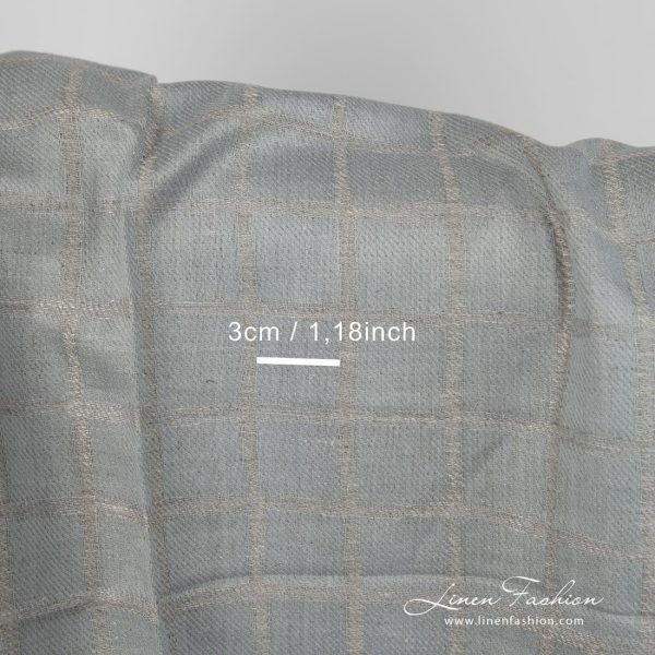 Linen cotton fabric blueish grey double-sided wiith measurements