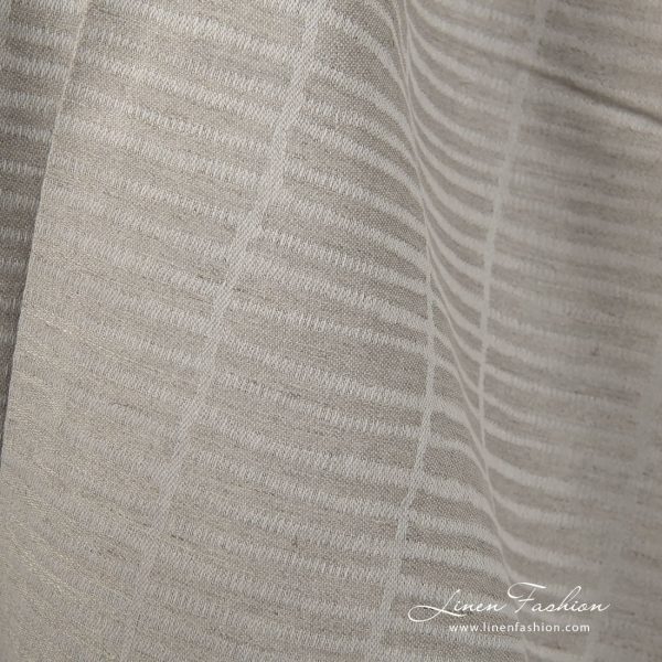 Linen cotton fabric natural grey double-sided close up detail view