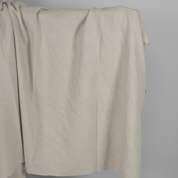 Washed linen cotton sand colour herringbone pattern