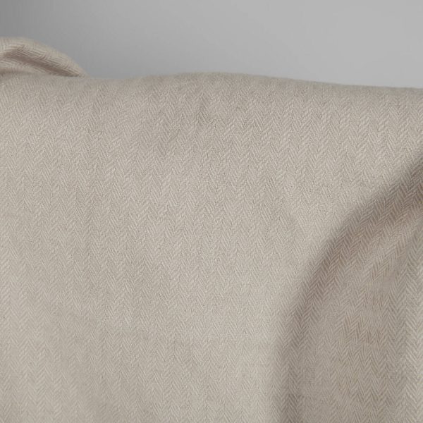 Washed linen cotton sand colour herringbone pattern 150cm