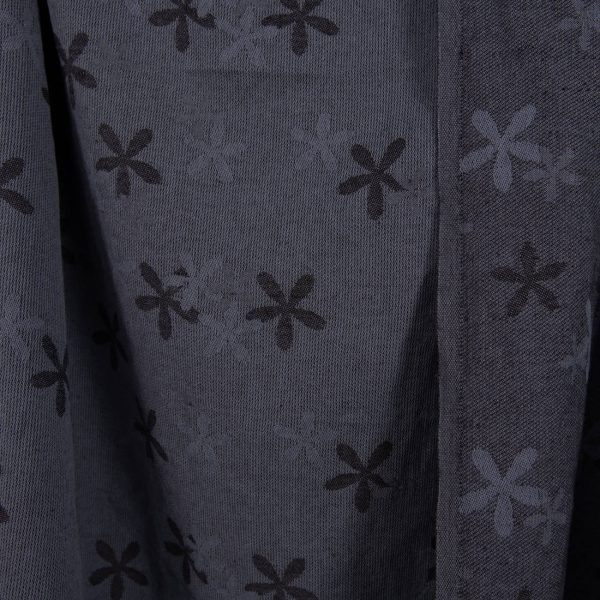 Washed linen cotton fabric with blueish grey flowers 150cm