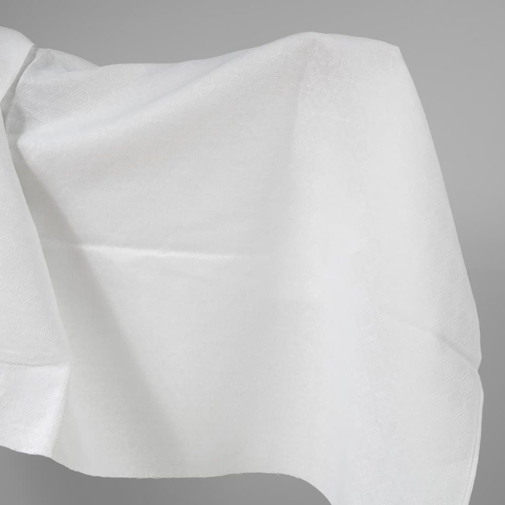 Linen cotton fabric optic white rhombus pattern
