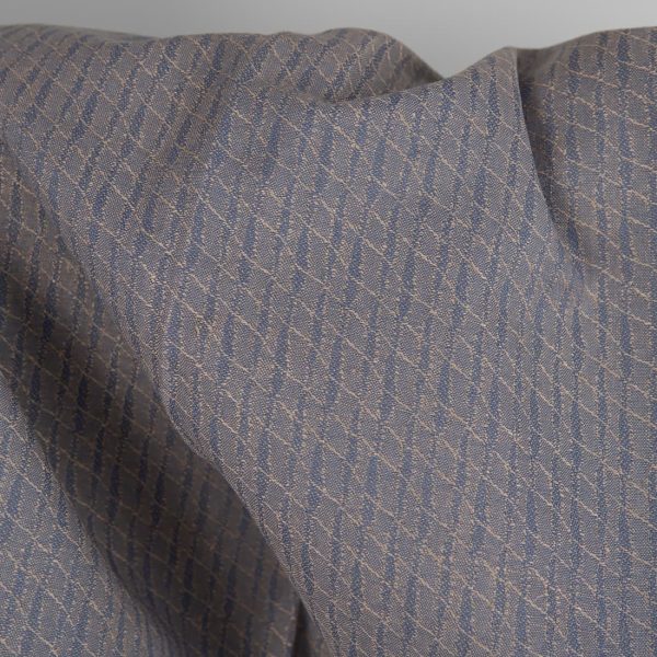 Linen cotton fabric blueish brown patterned texture