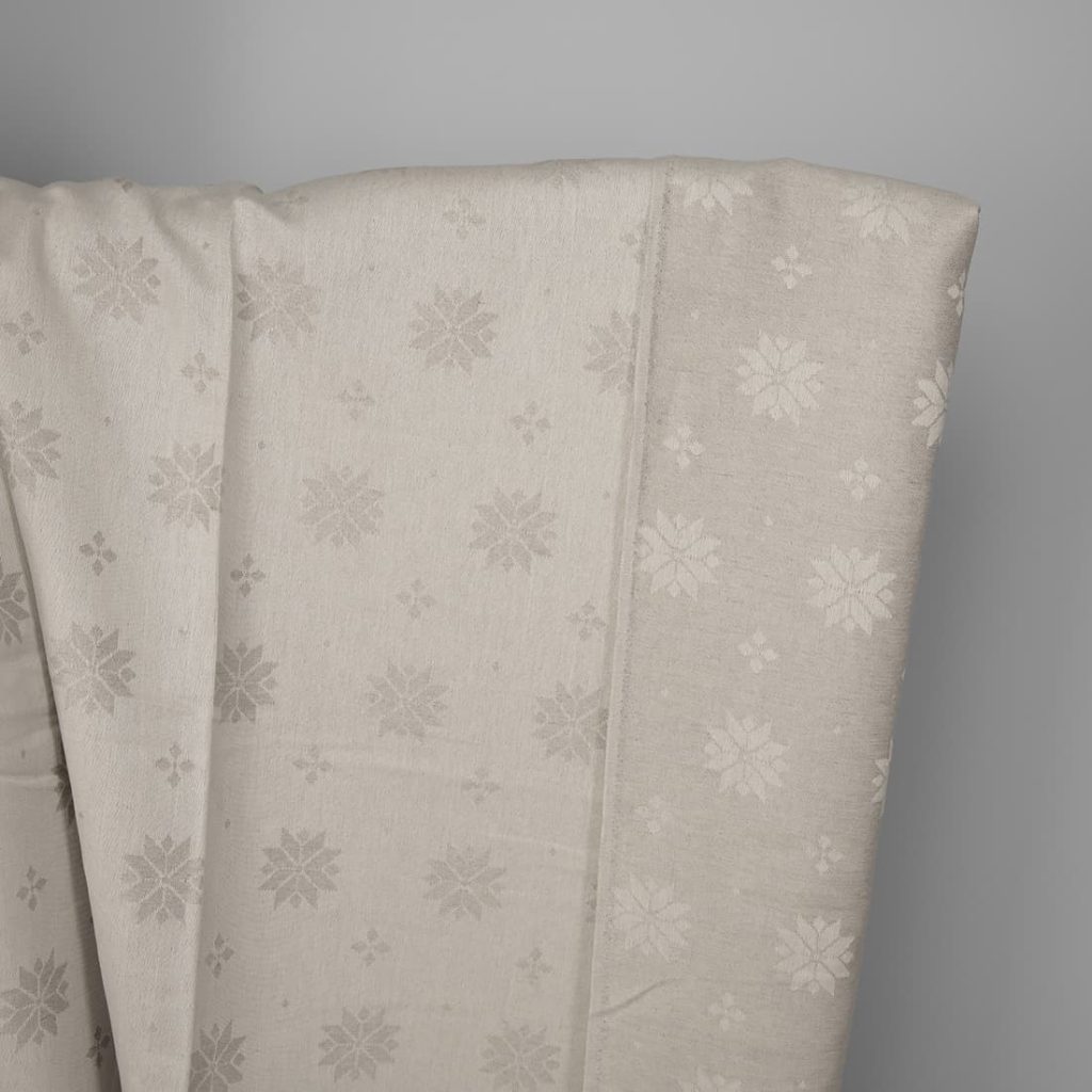 Linen cotton fabric white and natural jacquard