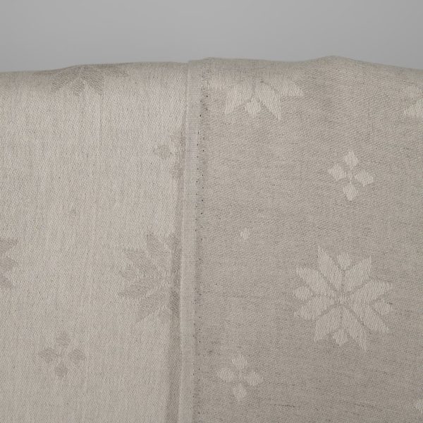 Linen cotton fabric white and natural jacquard, 155cm