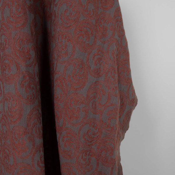 Washed linen cotton fabric grey brown jacquard,