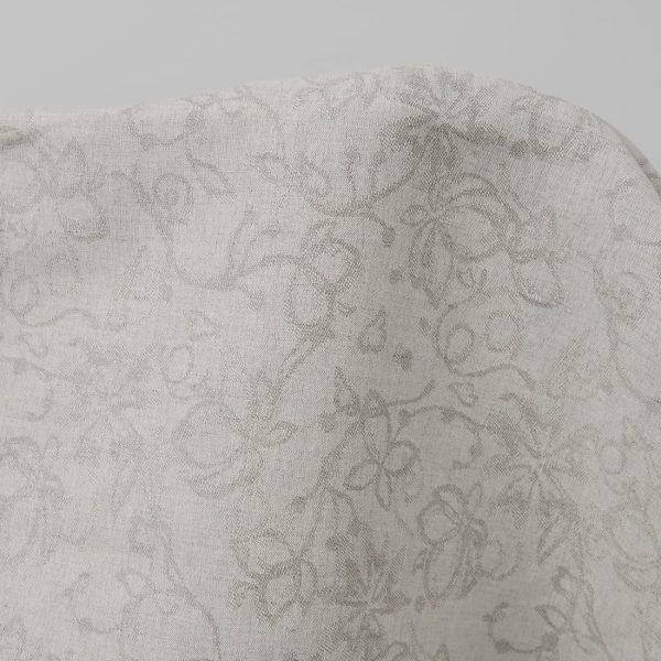 Natural colour linen cotton jacquard fabric with flowers product photo