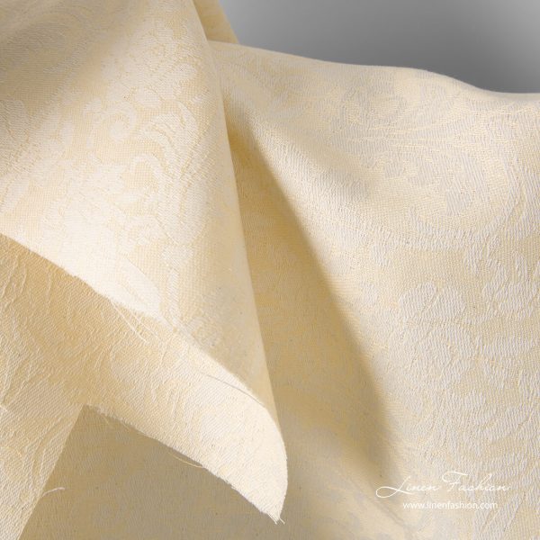 Cream color linen cotton flower pattern fabric