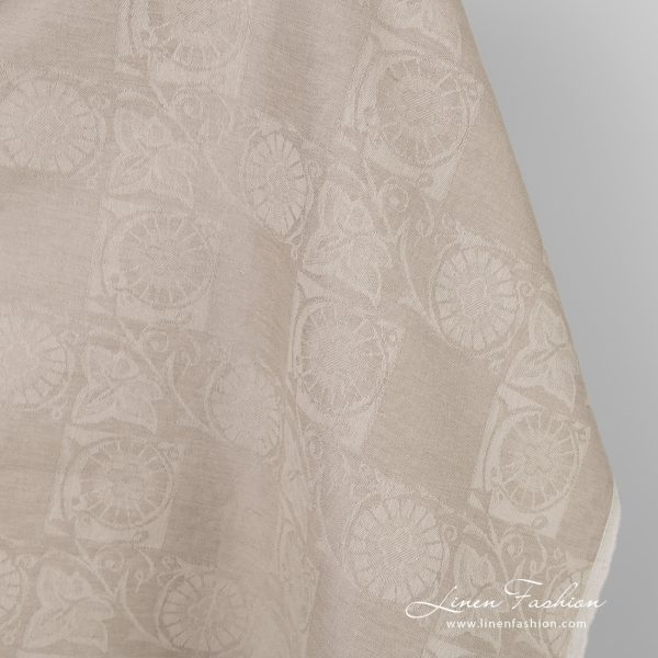 Linen cotton brownish jacquard fabric for clothes and home textile