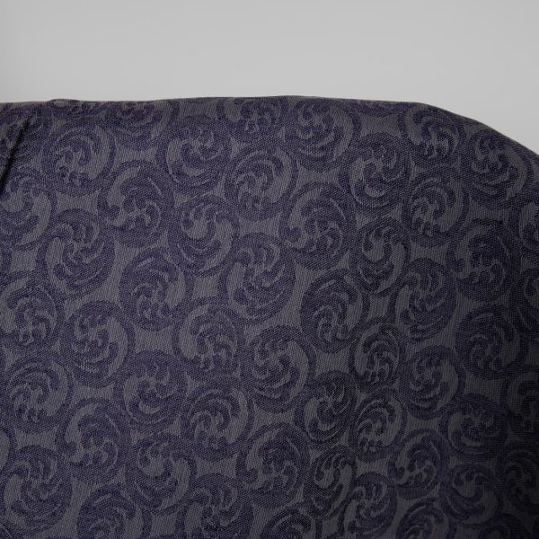 Linen cotton fabric grey and cobalt blue jacquard, 150cm