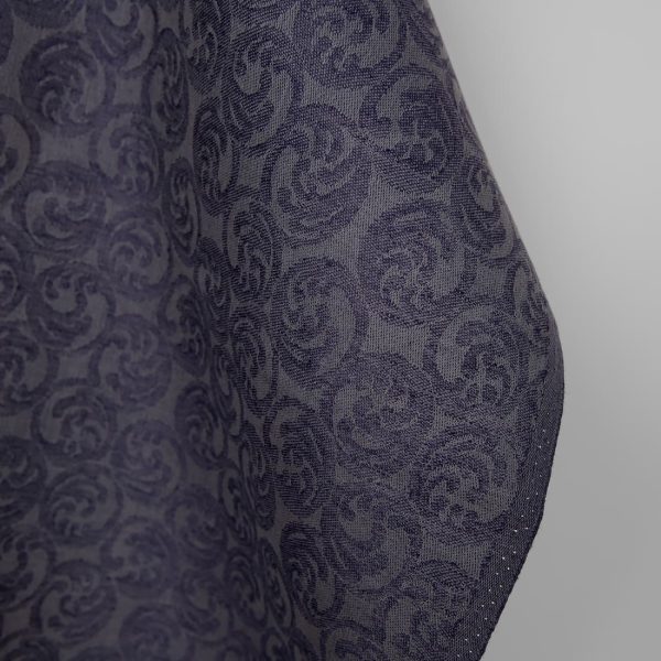 Linen cotton fabric grey and cobalt blue jacquard, fabric edge