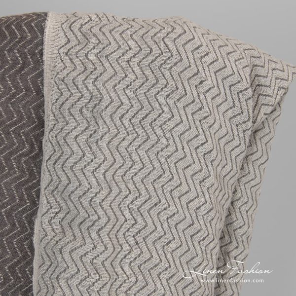 Zig zag grey linen fabric.