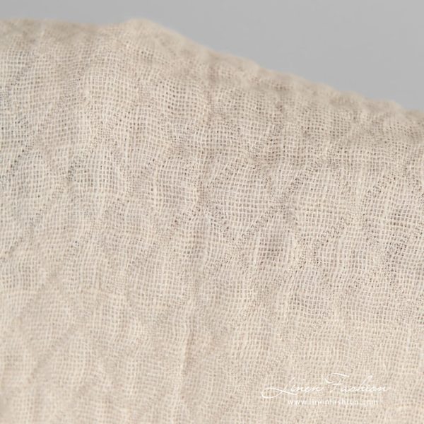 Light cream jacquard linen fabric in rhombus