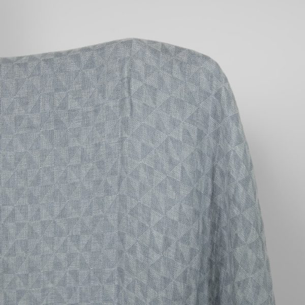 Washed linen fabric grey jacquard triangle pattern, double-layer