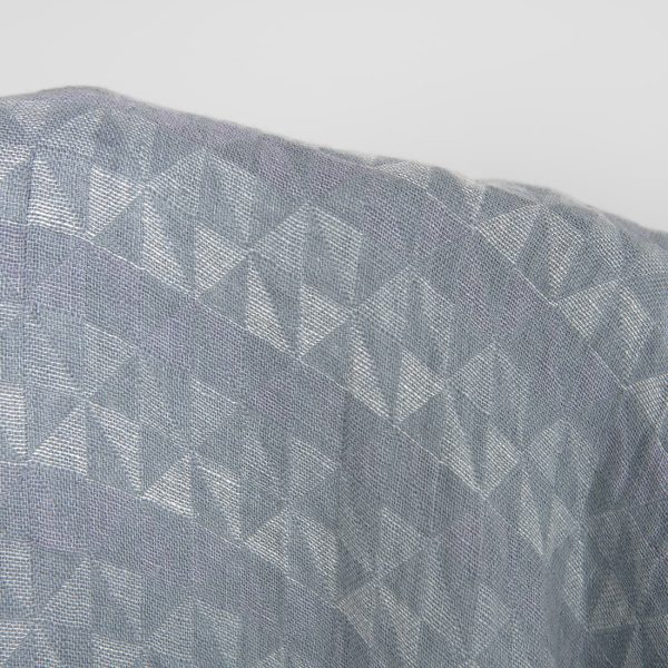 Washed linen fabric grey violet jacquard triangle pattern, double-layer