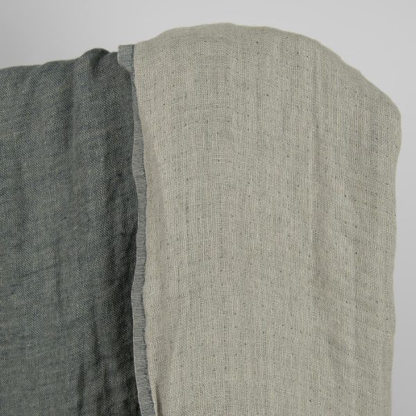 Washed linen fabric greyish blue colour double-sided two colour