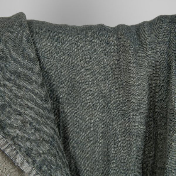 Washed linen fabric greyish blue colour double-sided 165cm