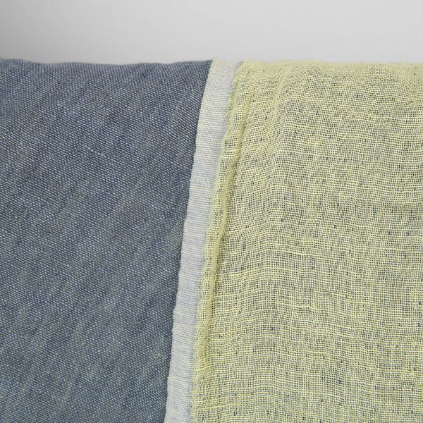Washed linen fabric grey yellow double-sided, pure linen