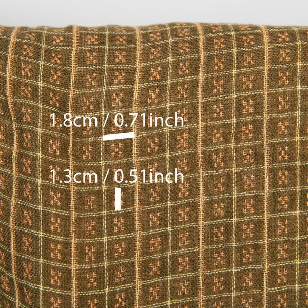リネン生地 リバーシブル ブラウンとクレイのチェック、ウォッシュ加工 - 画像 (5)