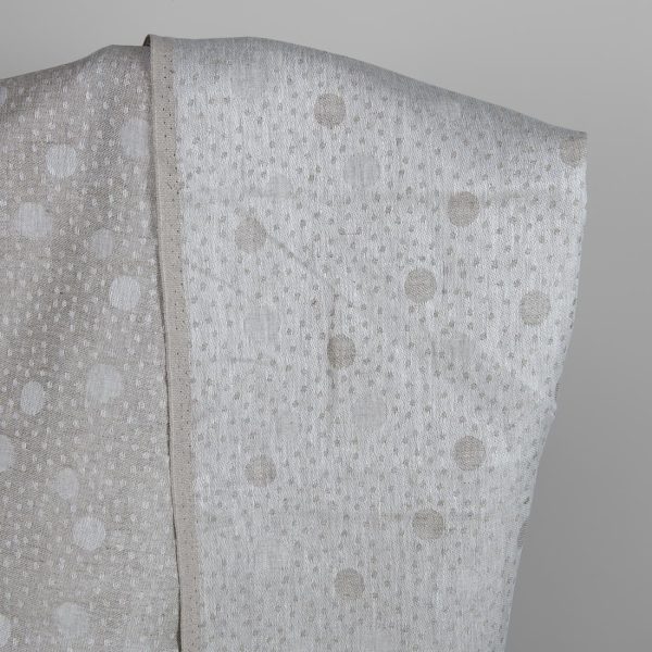 Grey linen fabric in bubble pattern white side