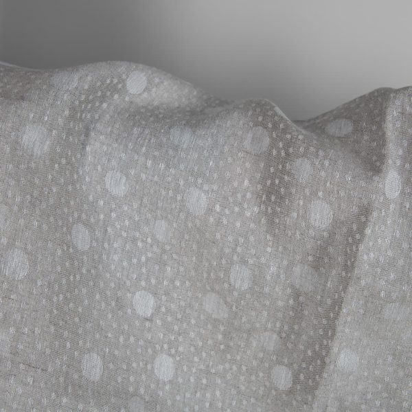 Grey linen fabric in bubble pattern close up detail