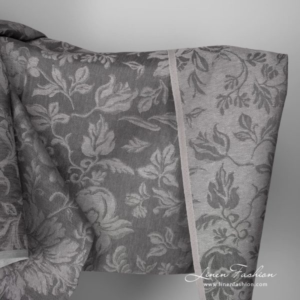 Linen jacquard grey fabric floral pattern design