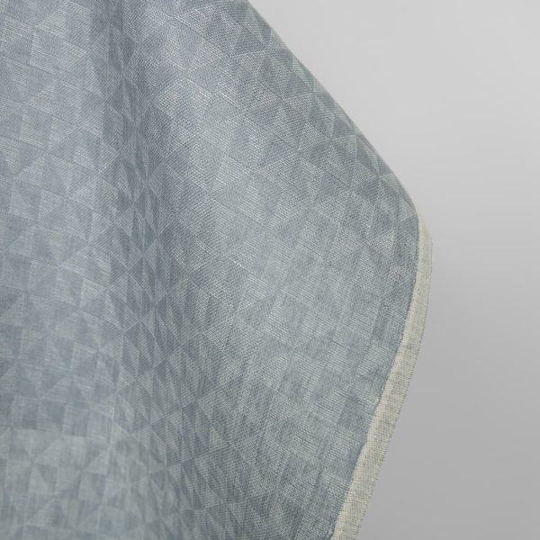 Linen fabric grey jacquard triangle pattern, fabric edge