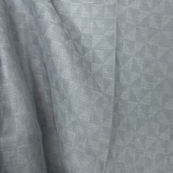 Linen fabric grey jacquard triangle pattern, 100% linen