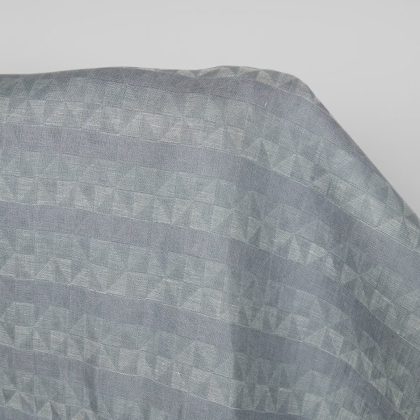 Linen fabric grey violet jacquard triangle pattern, 100% linen