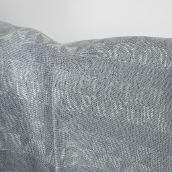 Linen fabric grey violet jacquard triangle pattern, double-layer