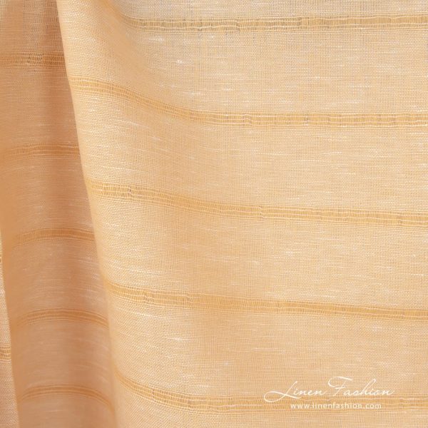 Yellow linen cotton fabric with transparent lines can be 150cm and 180cm in width