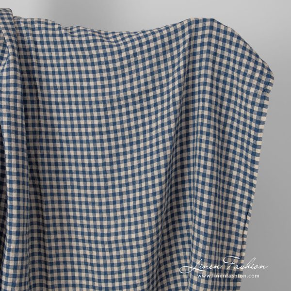 linen blue sand checks, washed.
