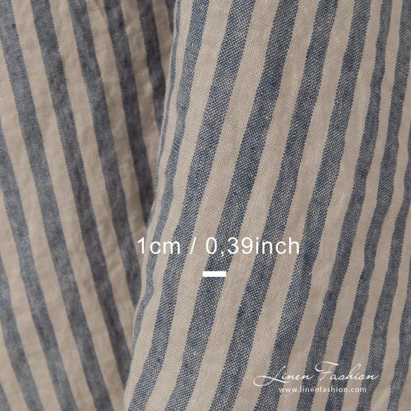 linen striped blue fabric, 1cm.