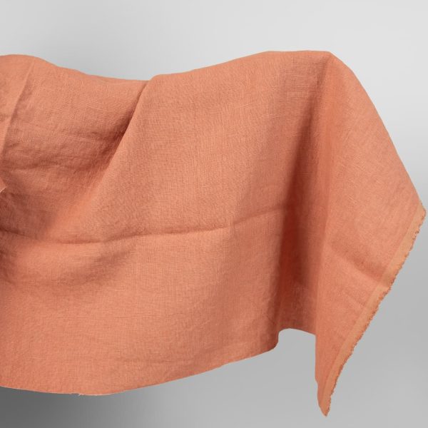 Washed linen fabric coral nude colour