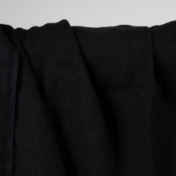 Washed heavy linen fabric black colour product detail